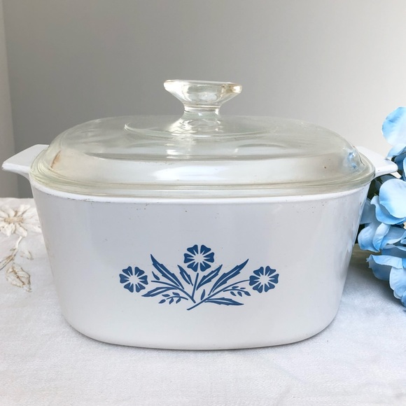 Corningware Other - Vintage 60’s Corning Ware Blue Cornflower 3 Qt Casserole Dish A3B With Clear Lid